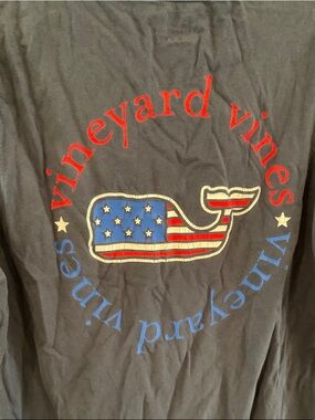 Vineyard Vines-S/S Tee with Red and Blue USA Whale Graphic, Navy, Size M